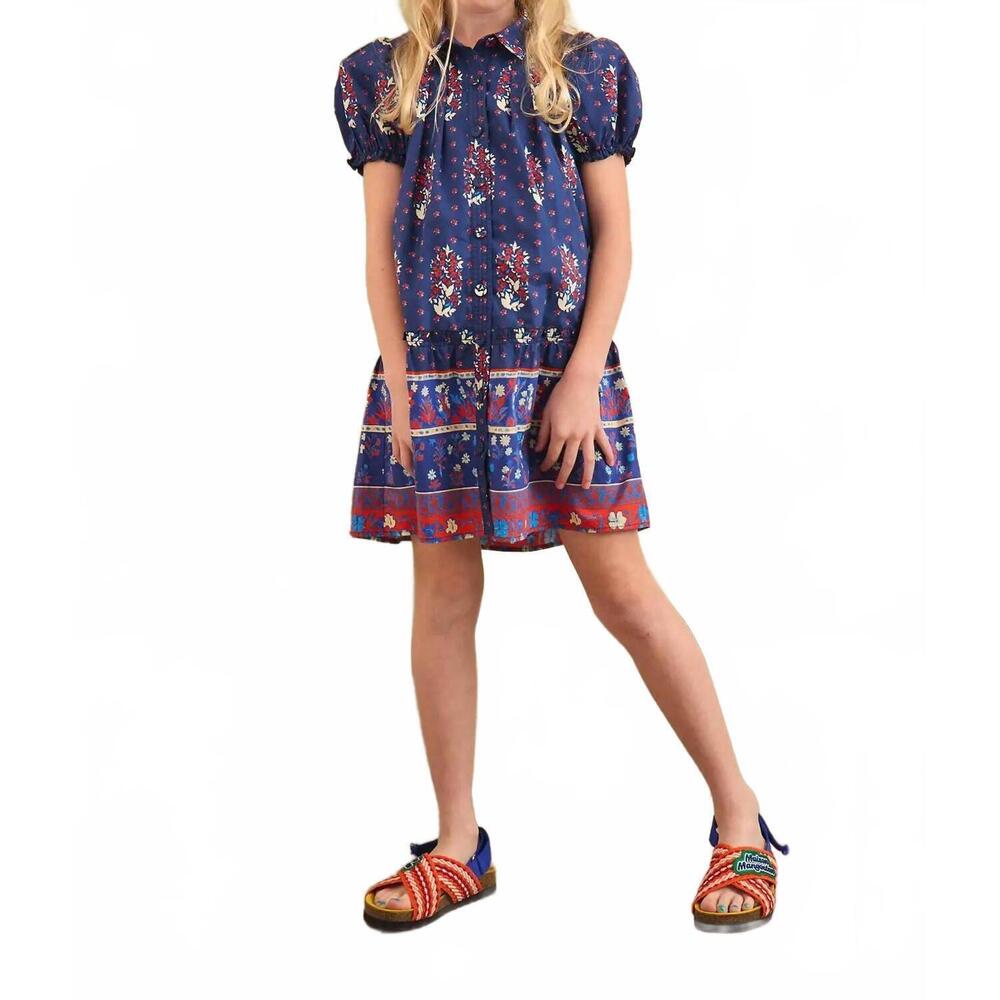 NEW HUNTER BELL kids drifter mini dress in navy